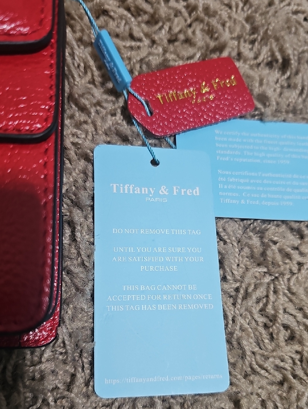 NWT Tiffany & Fred Purse Crystal Dragon Crossbody Shoulder Bag Red Leather - Picture 9 of 16